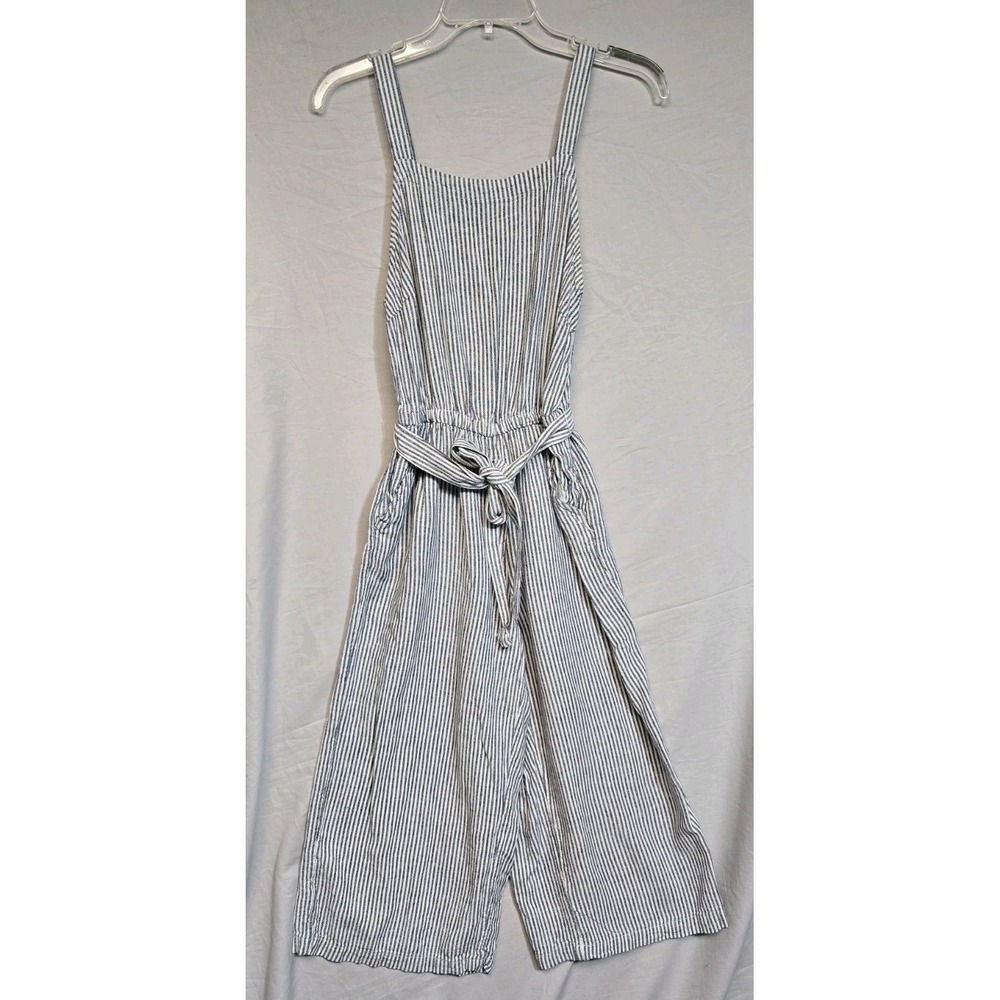 Old Navy Women's Linen Striped Romper  Small Tie‎